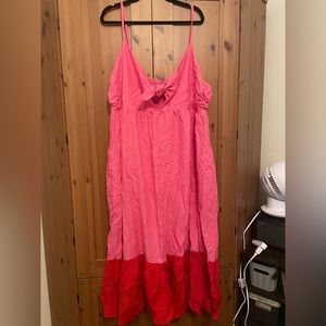 Tabitha Brown Pink Color Block Sleeveless Tie-Front Dress. 2022 limited release